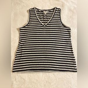 J. Crew Womens Navy and White Striped V-neck Sleeveless Tank Top